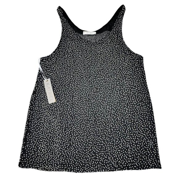 NWT Pearl Beaded Tank Top Sz. M Black Sheer Tunic Long Event Evening 90s - Picture 10 of 11